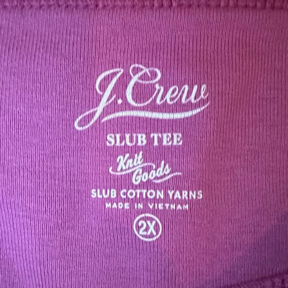 J Crew Slub Cotton Tee Pink Short Sleeve Shirt G1438 Top Plus Size Fit 2X